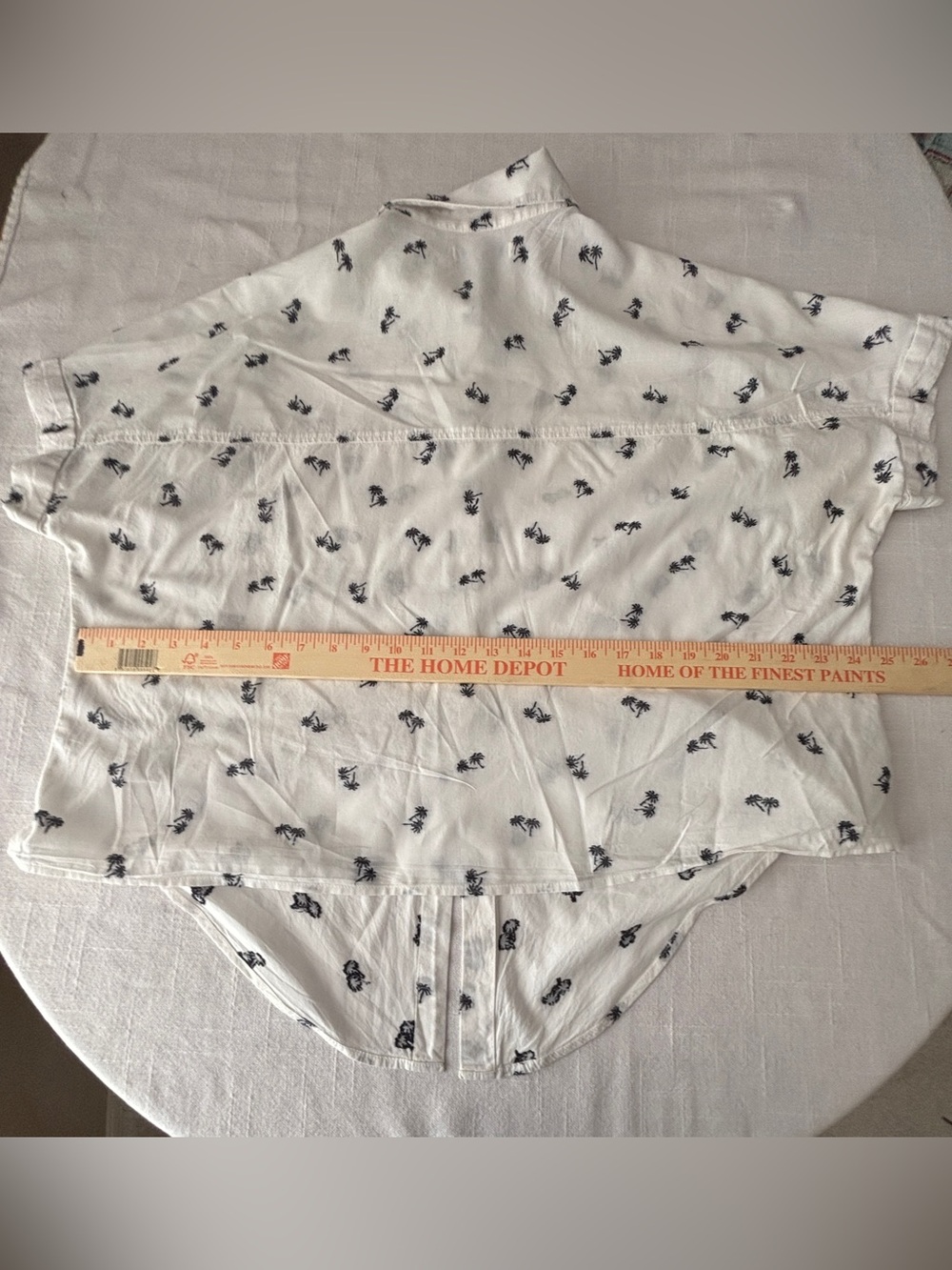 Madewell White Blouse with Black Palm Tree Pattern & Tie Front ~ Women’s Large - Picture 13 of 13